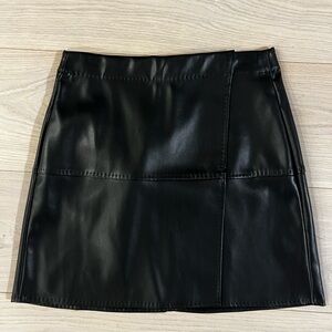 Max Studio Sleek Black Faux Leather Mini Skirt